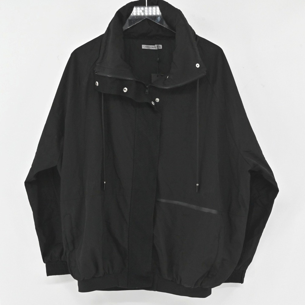 CARMAR Jacket Mens‎ Size S Classic Black Long Sleeve Packable Hood Casual NEW